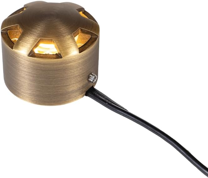 VOLT 12V 3.5W 2700K Warm White IP67 Watertight 330 Lumen Solid Brass BuddyPro Plus LED Puck Light (Turret Top) for Deck, Step or Hardscape Outdoor Lighting