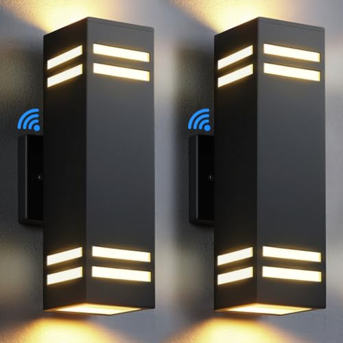 SHIMR Dusk to Dawn Outdoor Lighting, Modern Sconce, ETL Listed, 2 Pack