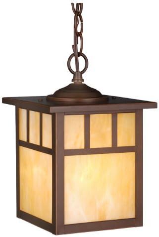 VAXCEL Mission 1 Light Bronze Outdoor Lantern Pendant Honey Glass | Lumora