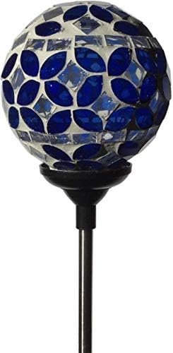 Solar Blue White Glass Ball Light, Garden Decor Landscape Globe Stake Multi-Color Color Change Yard LED Lamp Light 3.5 inch