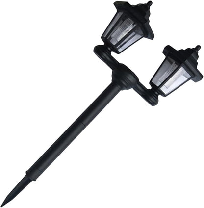 DECHOUS Solar Dual-Head Garden Ground Plug Light, Waterproof Solar Lawn Path Lighting for Outdoor Yard Decor with Hexagonal Base, Black, Solar-Powered Outdoor Landscape Lamp