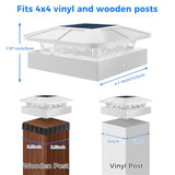 2 Packs 4x4 White Solar Post Cap Lights Outdoor with 3 Modes