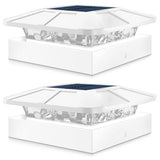 2 Packs 4x4 White Solar Post Cap Lights Outdoor with 3 Modes