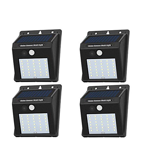Solar Sensor Lights Outdoor 30 LED Wireless Waterproof Security Solar Motion Sensor Wall Lights for Fence Patio Deck Yard Garden with Motion Activated Auto On/Off