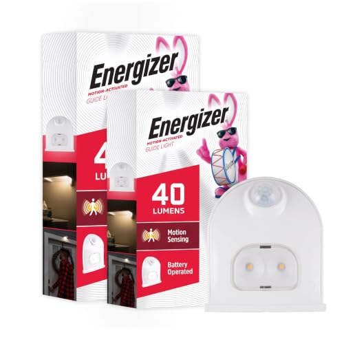 Energizer LED Motion-Activated Security Light, Battery Operated, 40 Lumens, Wireless, Indoor/Outdoor, Over-The-Door, Ideal for Entryway, Porch, Patio, Basement, Shed, Garage, 38184 (Pack of 2)
