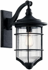 Kichler Royal Marine 18.25" 1 Light Outdoor Wall Light with Clear Seeded Glass in Distressed Black | Lumora
