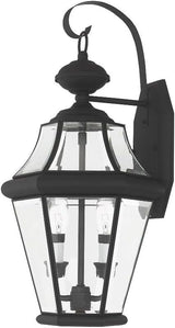 Livex Lighting 2261-02 Outdoor Wall Lantern with Clear Beveled Glass Shades, Polished Brass | Lumora