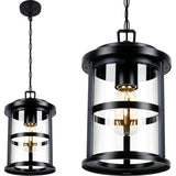 UFOND Outdoor Pendant Lantern,Aluminum Pendant Light Black Finish for Porch