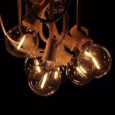 Hometown Evolution, Inc. G50 2" LED Filament Outdoor Patio String Lights with 0.6 Watt Light Bulbs (G50 LED - White | Lumora