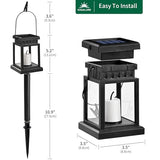GIGALUMI 8 Pack Solar Hanging Lantern Outdoor, Candle Effect Light