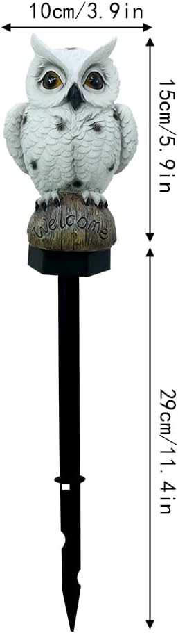 Owl Solar Garden Stake Lights, 2 Pack Owl Outdoor Path Solar Powered Owl Stake Lights for Walkway Yard Lawn Landscape Lighting (White&Brown)