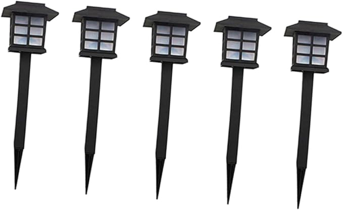5pcs Solar Spike Lights Warm Light Outdoor Pathway Lighting for Garden Walkway Lawn and Driveway Easy to Install Solar Powered Landscape