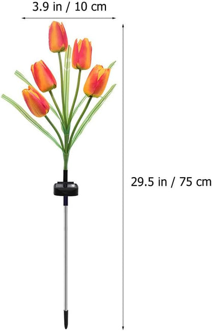 Solar Garden Lights LED Solar Flowers Lights with 5 Tulip for Yard Patio Lawn Pathway Garden Decorations