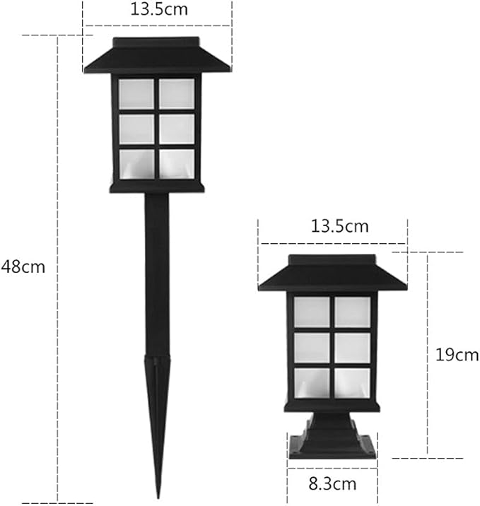 Outdoor Table Column Lantern Solar Pathway Light, 2pcs IP65 Garden Landscape Lawn Lamp Waterproof Deck Yard Pedestal Lights, Gate Pillar Lighting Fixture Doorpost Lamps