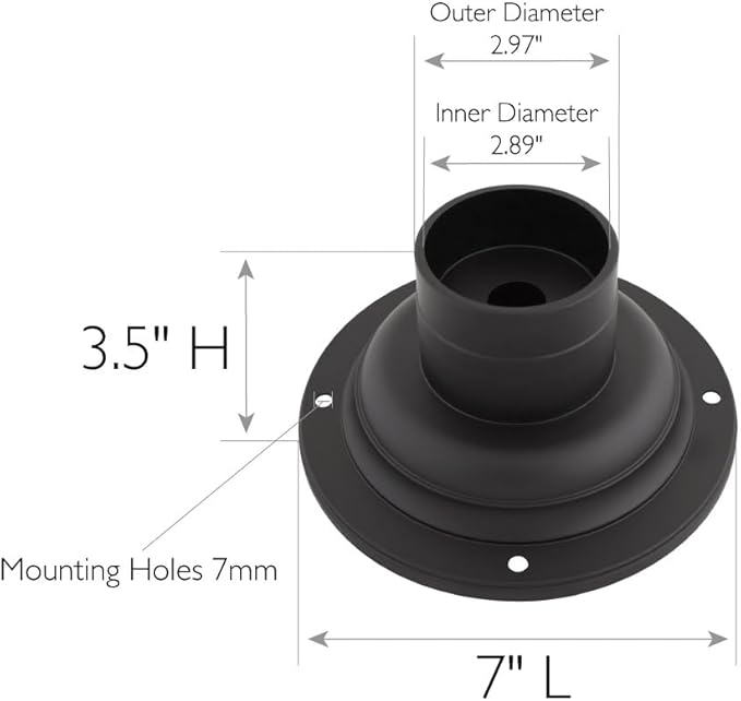 Design House 588897-BLK Standard 3-Inch Fitter Outdoor Pier Base Round Accessory Mount for Deck Porch Patio, Matte | Lumora