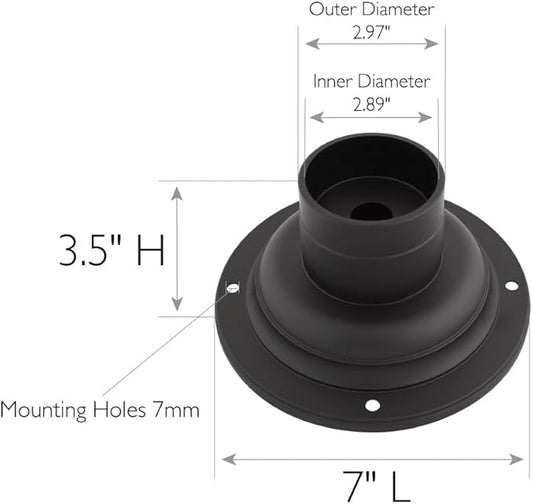 Design House 588897-BLK Standard 3-Inch Fitter Outdoor Pier Base Round Accessory Mount for Deck Porch Patio, Matte Black, 1 Count (Pack of 1)