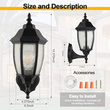 Outdoor Wall Lantern, 14 Inch Porch Light Fixture Seed Glass Shades.