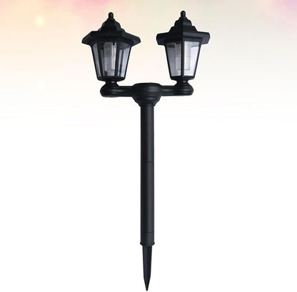 Solar Dual-Head Lawn Ground Plug Light Outdoor Waterproof Solar Garden Path Light Black for Patio Yard Decor