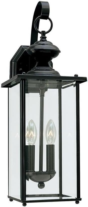 Generation Lighting 8468-12 Jamestowne Transitional Two - Light Outdoor Wall Lantern Outside Fixture, Black Finish | Lumora