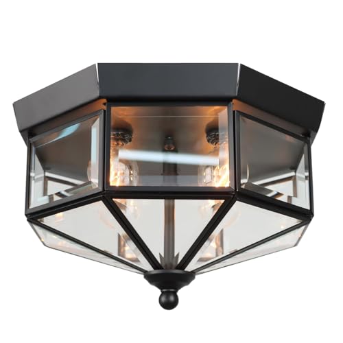 Kalium Flush Mount Outdoor Ceiling Light Fixture, 4 Light Exterior.