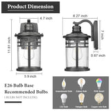 Darkaway Outdoor Porch Lights Wall Mount, Outdoor Light Fixtures Sconces Wall Lighting with Seeded Glass Waterproof Exterior Lights for Patio Yard House Hallway Doorway Garage(2 Pack, Black)