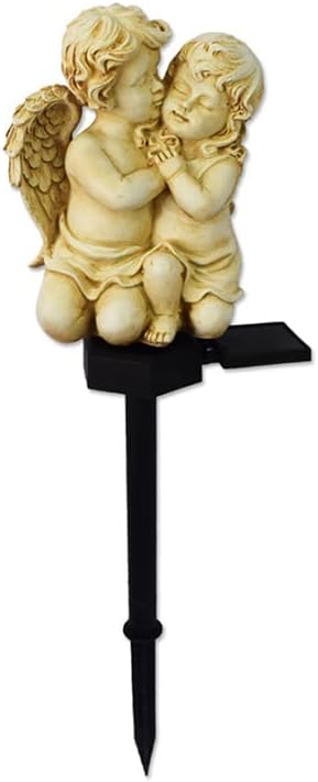Angel Garden Solar Light, Resin Angel Figure Solar Garden Stake Lights Waterproof for Yard Pathway Fence Patio Lawn Decor (Angle Lovers)