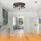 Flush Mount Ceiling Light Fixture, 12 inch 2-Light Modern Farmhouse Ceiling Light with Seeded Glass for Bedroom, Entryway, Kitchen Hallway, ROS88 ORB