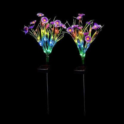 Solar Flower Lights Outdoor, Waterproof LED Daisy Flowers Solar Stake Decorative In-Ground Lights 2Mode for Garden Landscape Yard Pathway Wedding Party (Purple, 1Pack)