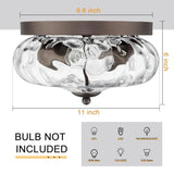 Darkaway Ceiling Light Fixtures Flush Mount Indoor Outdoor Ceiling Light with Water Ripple Glass Shade for Hallway Kitchen Bedroom Porch Living Room Bronze Finish