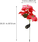 Mobestech 2Pcs Christmas Garden Solar Lights Outdoor Solar Poinsettia Yard Stake Floor Ground Insert Light Holiday | Lumora