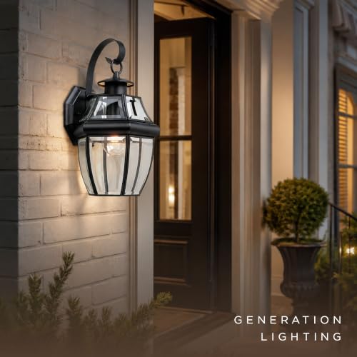 Generation Lighting Lancaster 1-Light 14-Inch Outdoor Wall Lantern in Black