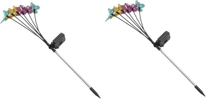 DOITOOL 2pcs Outdoor Solar Power Garden Light Butterfly Led Lamp for Pathway Patio Easy Install Solar Decorative Light for Lawn