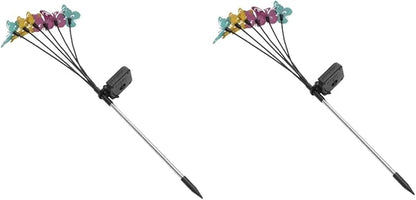 DOITOOL 2pcs Outdoor Solar Power Garden Light Butterfly Led Lamp for Pathway Patio Easy Install Solar Decorative Light for Lawn