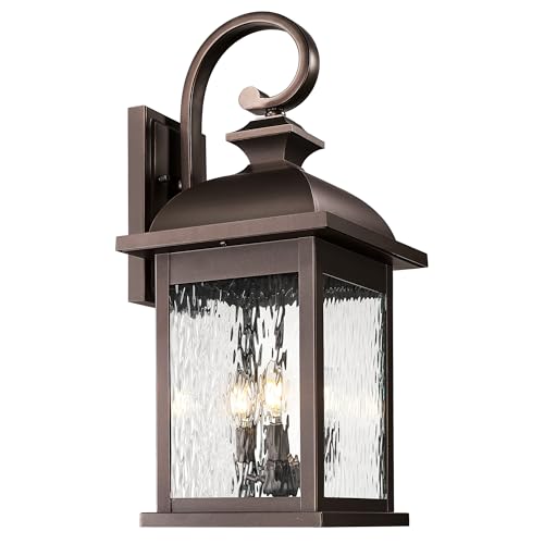 FEMILA 26" Outdoor Wall Sconce, Large Exterior Lighting Fixtures, 3-Light Outdoor Wall Lantern Porch Lights for Patio, Garage, Doorway, ORB Finish, E12 Base, 4FD54B-L ORB-WP