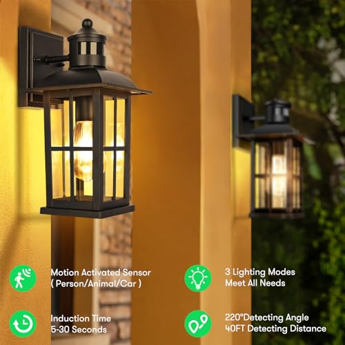 VerRon 13in Motion Sensor Porch Light, Dusk to Dawn Outdoor Light Fixtures