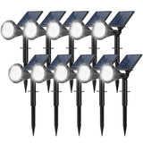 Solar Spot Lights Outdoor, 10 Pack Outdoor Solar Lights for Yard, 4 Lighting Mode Solar Landscape Spotlights with Auto On/Off, 2-in-1 Waterproof Wall Lights for Garden, Walkway (Cool White)