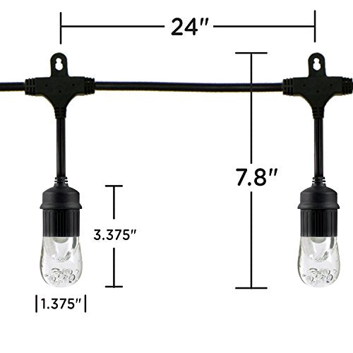 Enbrighten Classic Outdoor String Lights, 36ft, 18 Bulbs, White Light Only