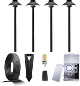Gardenreet 12V Brass Landscape Black Path Lighting Kit (4 Pack Path Lights) with 75W Low Voltage Transformer and | Lumora