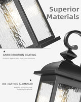 FEMILA 21" Large Exterior Wall Light Fixtures, 2 Pack Anti-Rust Waterproof Outdoor Wall Lantern Porch Lights for Entryway, Patio, Garage, Doorway, Matte Black, 4FD54B2-2PK BK-WP