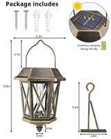 Solar Lantern Outdoor Waterproof, Metal Solar Lights Outdoor with Clear Glass, LED Solar Powered Lights Wall Mount for Yard Garden Wall Outdoor, Bronze - 2 Pack