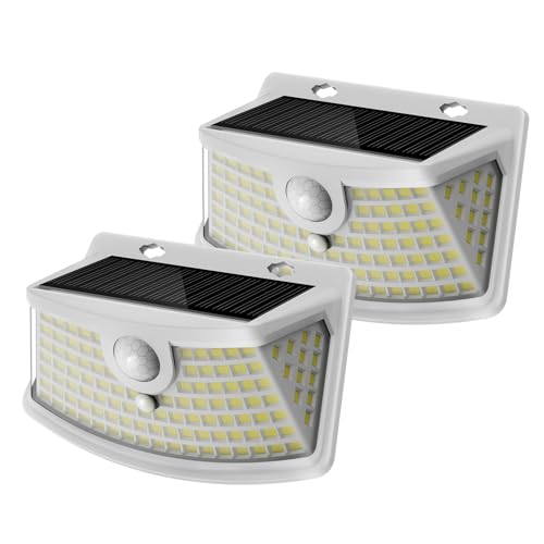 Aootek Solar Motion Sensor Lights Outdoor 120 LEDs, White, 2 Pack