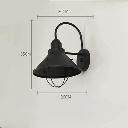American E27 Outdoor Loft Retro Wall Lamp Cafe Decoration Wrought Iron Single Head Outdoor Corridor Aisle Glass Waterproof Wall Sconce Balcony Garden Patio Villa Wall Light (Size : One Size)