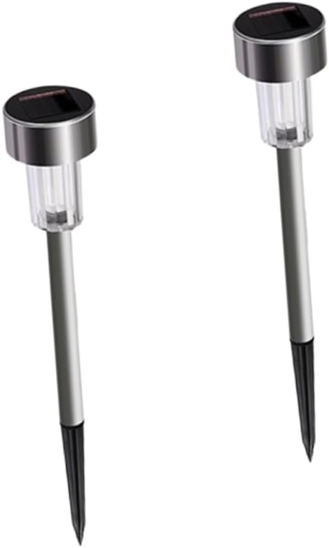 Mikikit 2pcs Stainless Steel Solar Garden Lights Led Pathway Lights for Outdoor Auto Solar Ground for Landscape Patio Pathway