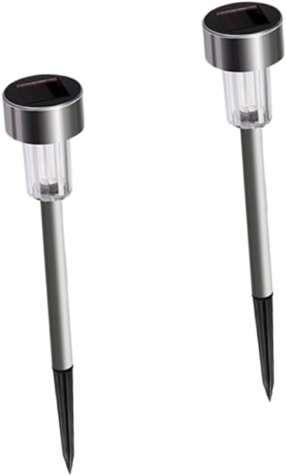 Mikikit 2pcs Stainless Steel Solar Garden Lights Led Pathway Lights for Outdoor Auto Solar Ground for Landscape Patio Pathway