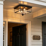 Kalium Farmhouse Style Square Flush Mount Ceiling Light, 4-Light Modern.