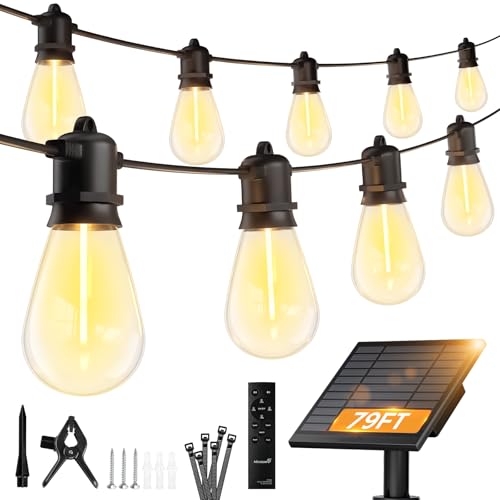 Minetom 79FT Solar String Lights Outdoor Waterproof, S14 Patio Lights