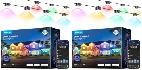 Govee Permanent Outdoor Lights Pro, 200ft with 120 RGBIC LED Lights, Black (Pack of 2)