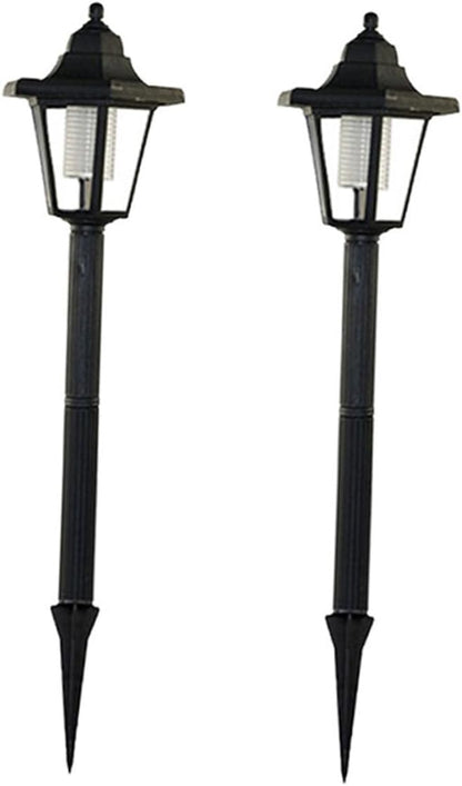 2 Pcs Solar Powered LED Garden Pathway Lights Outdoor Landscape Lawn Patio Decor White Light Solar Panel