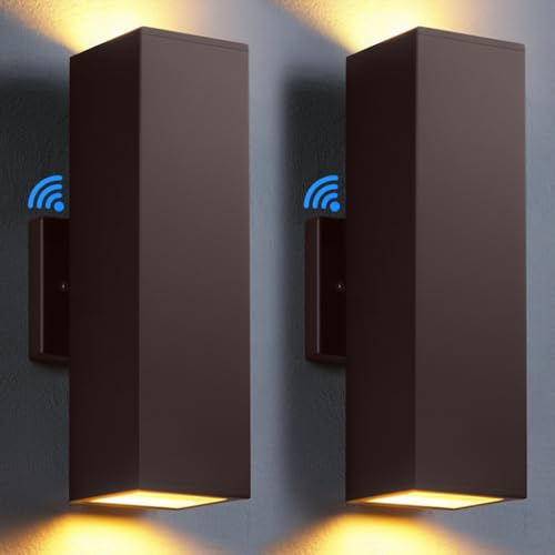 SHIMR Dusk to Dawn Outdoor Wall Lights, Modern Sconce, ETL Listed, 2 Pack