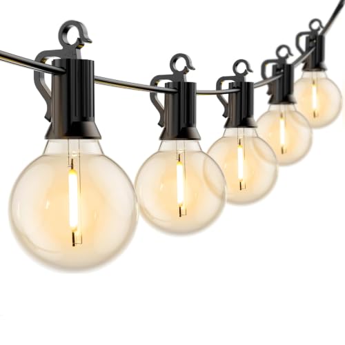 Brightown Outdoor String Lights Hanging Globe Patio Lights with 50 G40 Shatterproof Bulbs(2 Spare), IP44 Waterproof Connectable Commercial 50 Hanging Light for Indoor Outdoor Decor